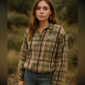 LEDIN plaid long sleeve top size medium